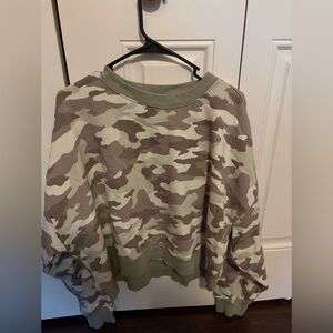 American Eagle Aerie Camouflage Crew Neck Sweater
